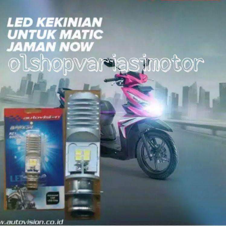 Z4N4 LAMPU LED MOTOR AUTOVISION BEAT F1 MIO Matic k Cahaya Super Putih Terang Bohlam H6. P8M