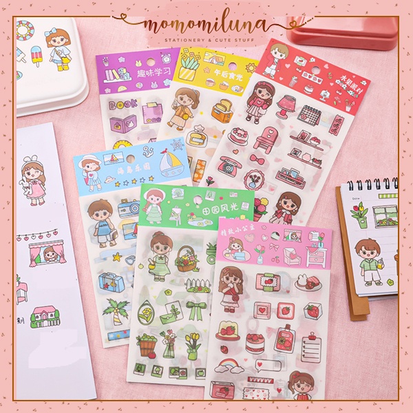 

1 set 4 lembar Sticker couple life kawai estetik cute lucu DIY jurnal planner scrapbook deco stiker MK1337