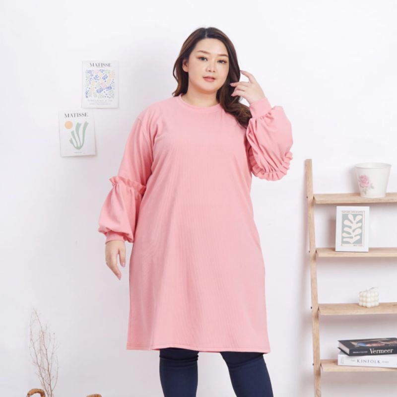 XXXXL 4XL 4L BIGSIZE DRESS RAJUT DRESS JUMBO KNIT DRESS LENGAN PANJANG