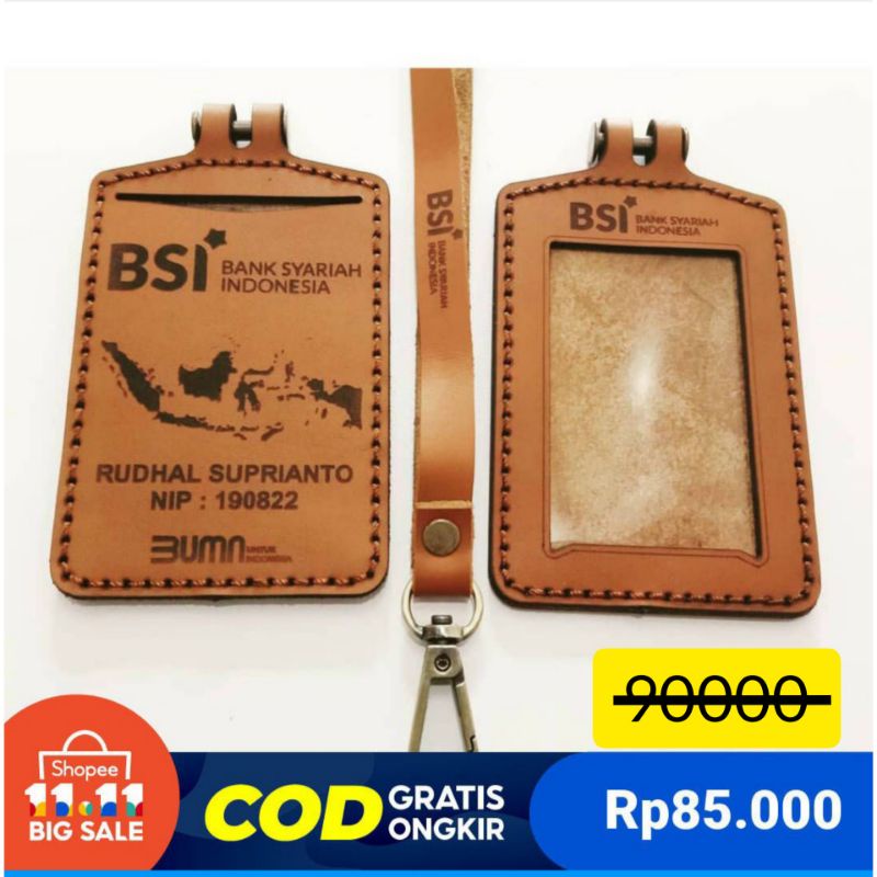 

ID CARD HOLDER KULIT CUSTOM / NAME TAG ID CARD LOGO BSI / GANTUNGAN ID CARD KULI