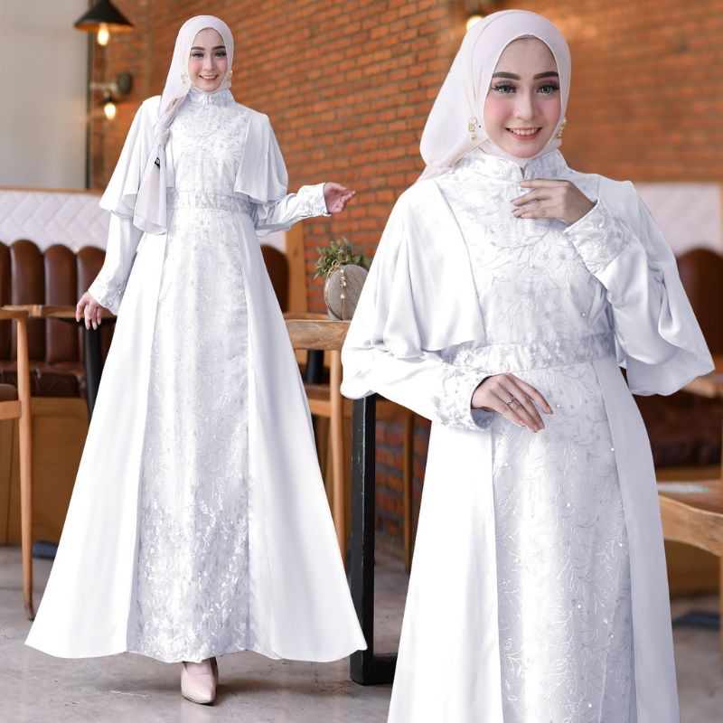 BAJU GAMIS DRESS FULL BROKAT BRUKAT TILE LAYER DEPAN PREMIUM PESTA NIKAH KONDANGAN SERAGAMAN BRIDESM