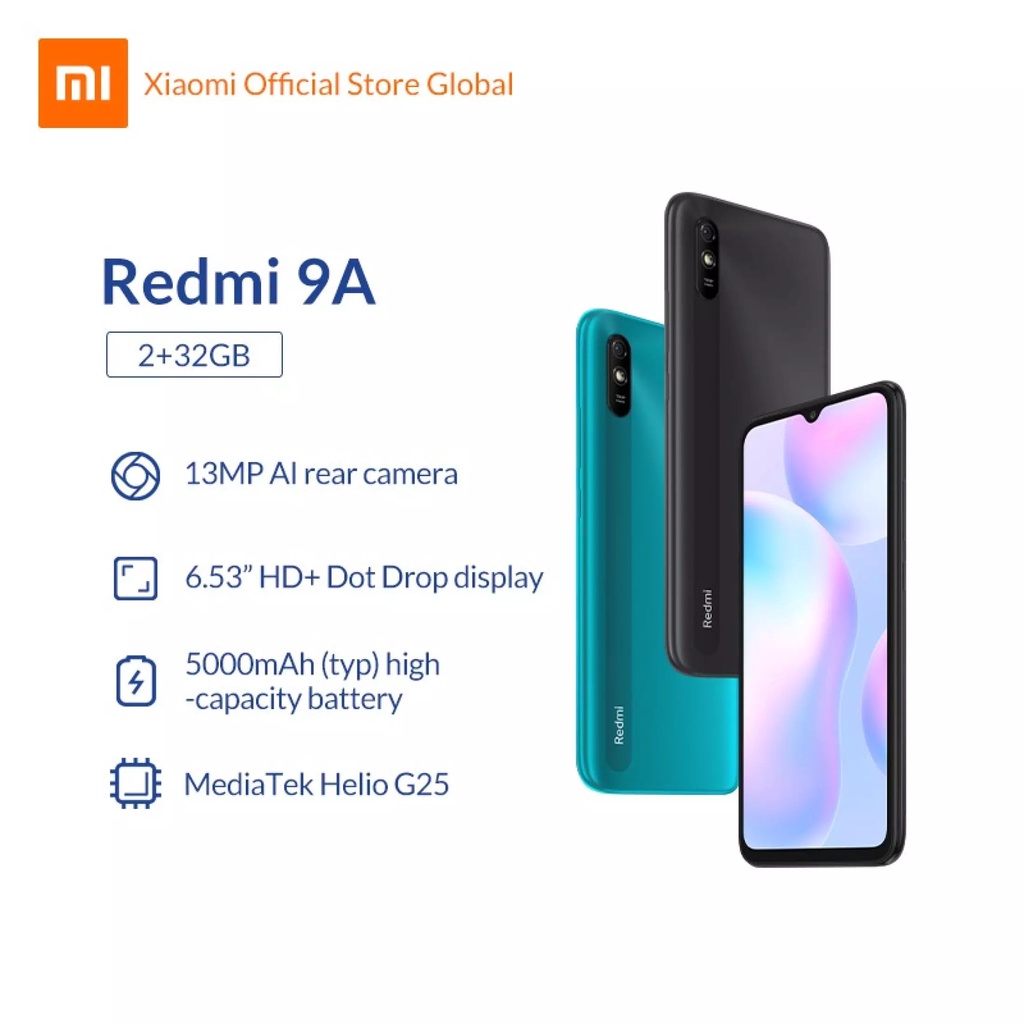 HANDPHONE XIAOMI REDMI 9 A 2GB / 32GB / HP XIAO MI REDMI 9A 2/32 ORIGINAL GARANSI RESMI