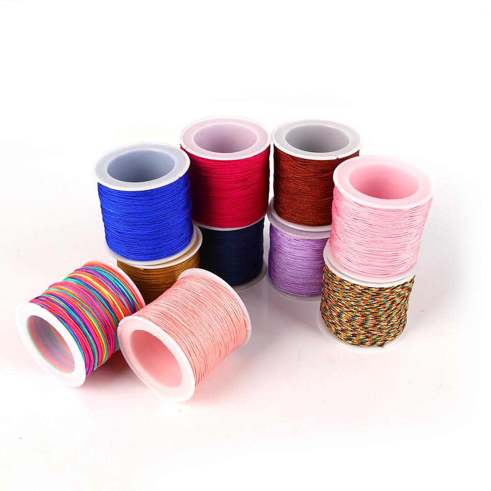 50meter/roll 0.8mm 24warna Benang Tali Nilon Simpul Cina Macrame Cord Gelang Braided String Thread Untuk Aksesoris Jahit Pakaian DIY