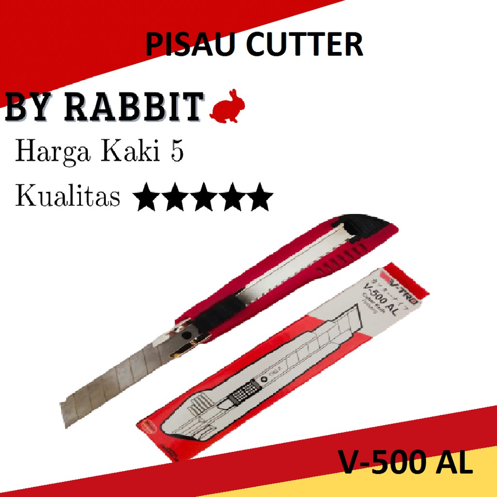 

Cutter / Cutter Knife / Silet / Pisau Potong 18mm Besar V-500 AL / Kunci Otomatis