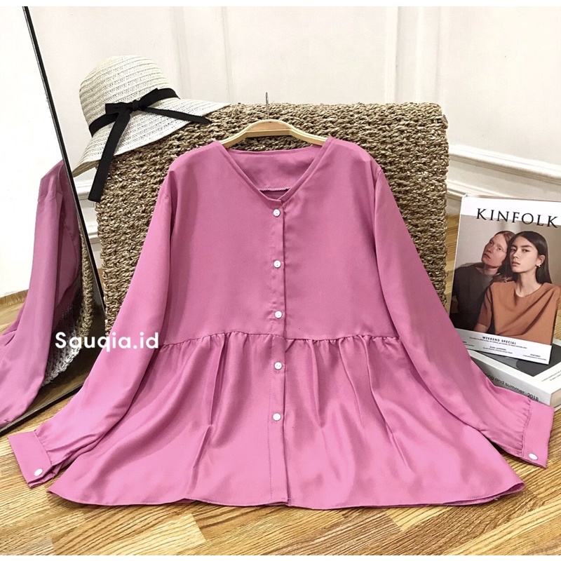 DELVINA BLOUSE KANCING / BLOUSE MUSLIM WANITA TERBARU