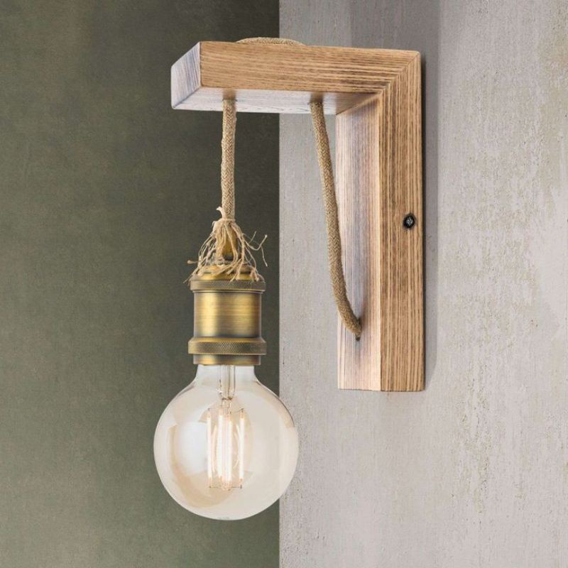 Siku Lampu Kayu Tempel Rustic Kode 34Lw