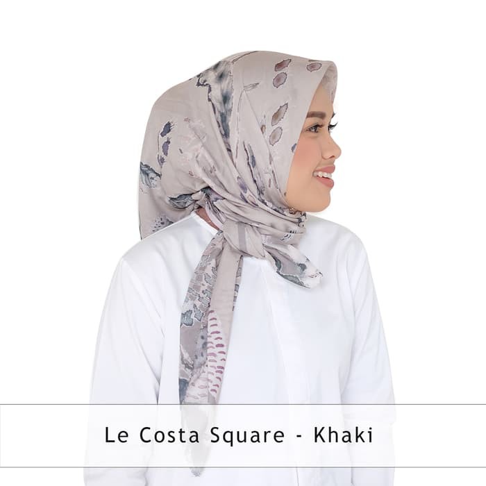 Promo Le costa Voal Cotton Scarf Square in khaki   Buttonscarves Limited