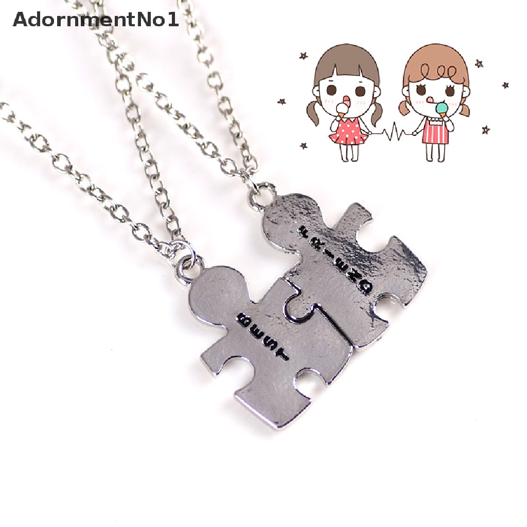 (AdornmentNo1) 2pcs / Set Kalung Rantai + Liontin Motif Tulisan Best Friends Untuk Pasangan / Pria / Wanita