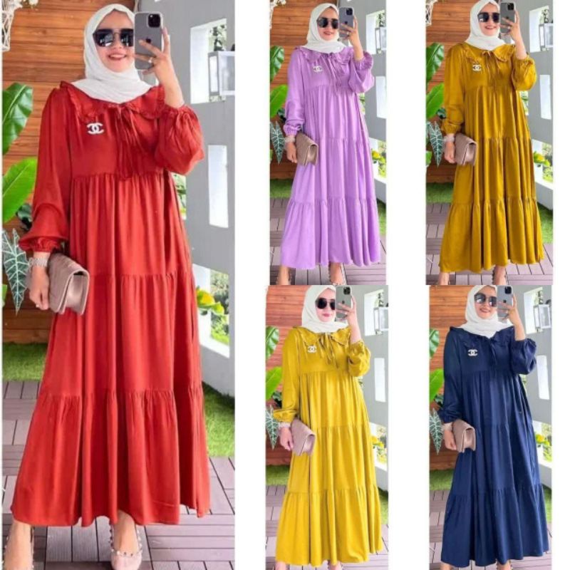GAMIS MIDI DRESs.. Gamis Lebaran Terbaru GAMIS KERAH