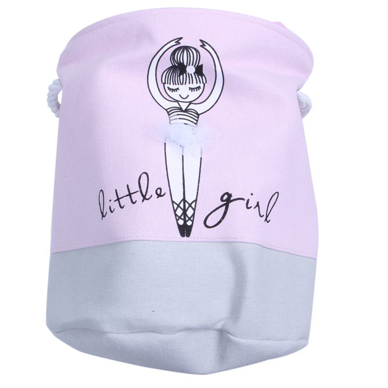 35 40cm Pink Laundry Basket For Dirty Clothes Cotton Ballet Girl Bow Print T Shopee Indonesia