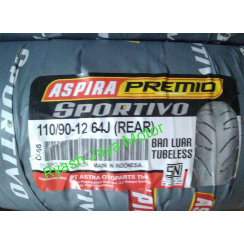 Ban tubeless belakang Aspira Premio 110/90-12 for Scoopy Esp new/Freego/Vespa