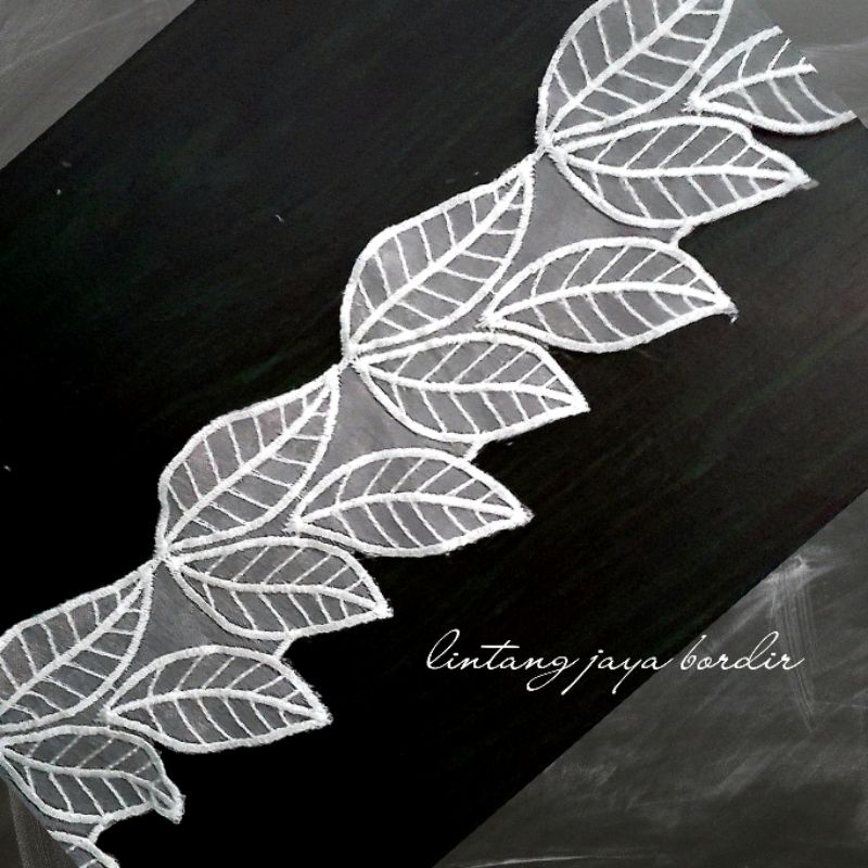 renda bordir roll aplikasi motif daun