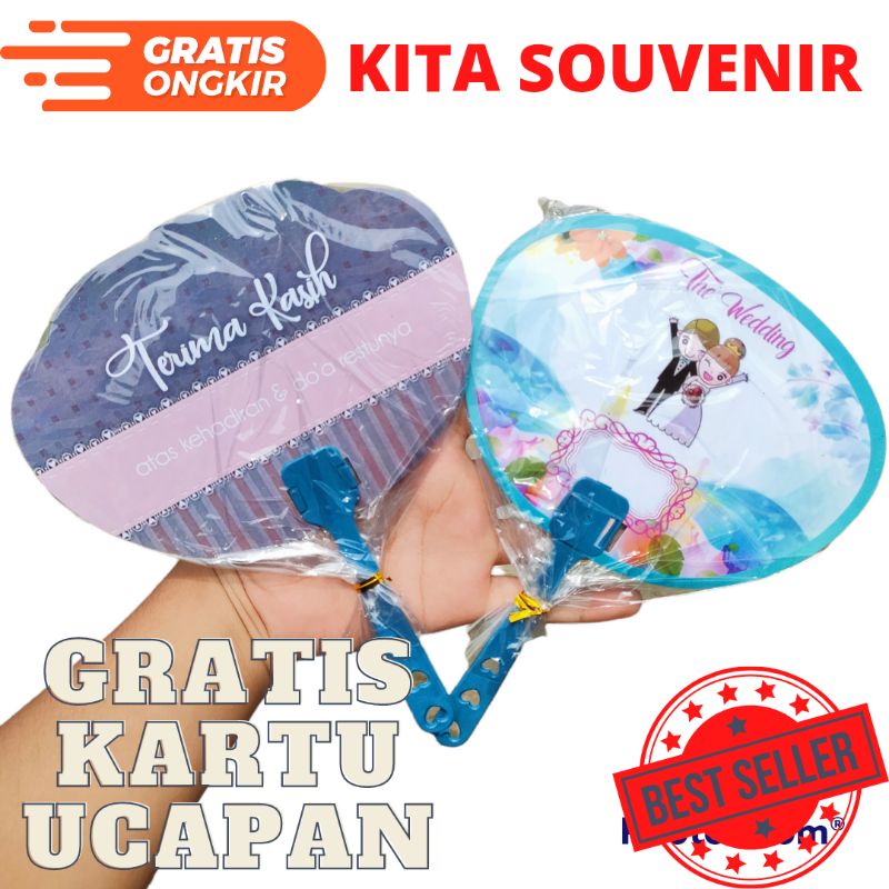 1 PACK 50 PCS souvenir pernikahan KIPAS WEDDING kemas plastik GRATIS KARTU UCAPAN Souvenir Pernikaha