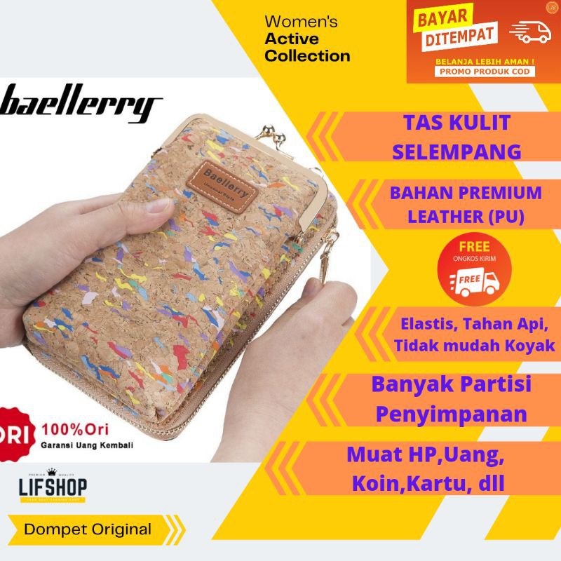 Tas Selempang Dompet Kulit Hp Wanita Kalung Slempang Baellery Original