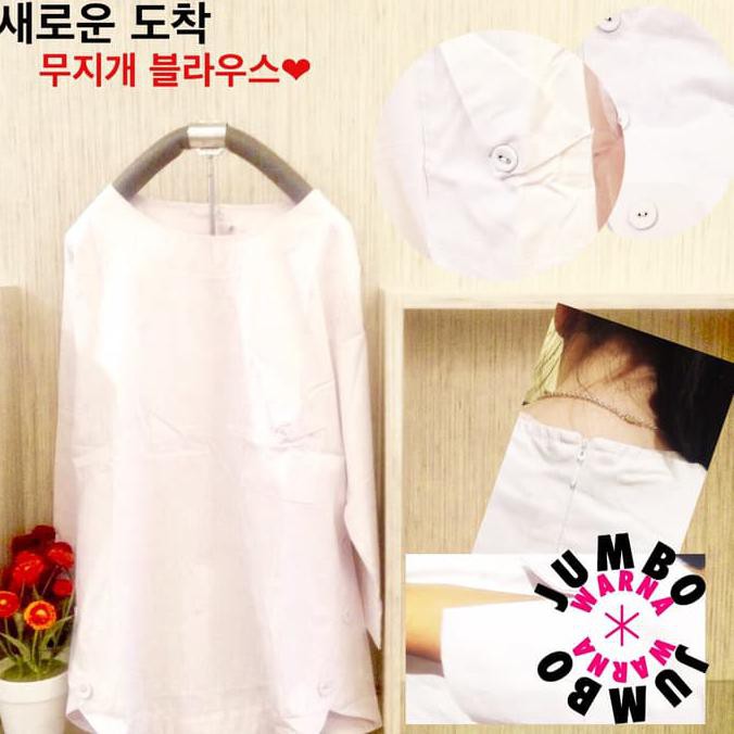 BLUS LINEN PUTIH POLOS WANITA WARNA VARIAN KOREA JUMBO {PRODUK TERBARU}