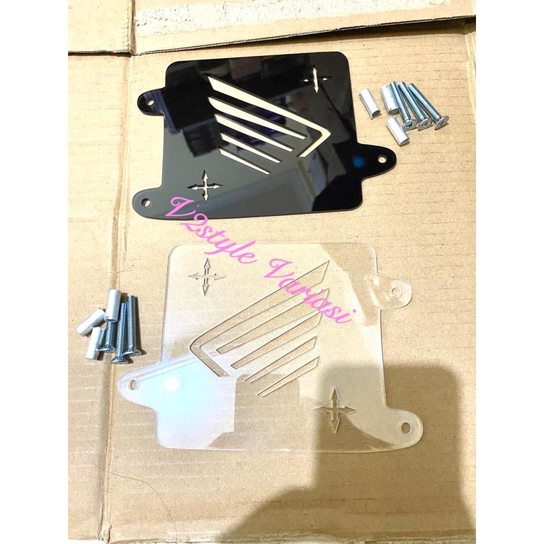 NEW COVER RADIATOR KACA VARIO 125 150 ADV PCX FREE BAUT PNP TUTUP RADIATOR ACRILIC HONDA VARIO 125 150 LED TUTUP COVER RADIATOR HONDA ADV PELINDUNG RADIATOR HONDA PCX 150 160 LOKAL BENING HITAM BONUS BAUT BOSHING PNP BAHAN KACA 3MM TEBAL MOTIF LOGO HONDA