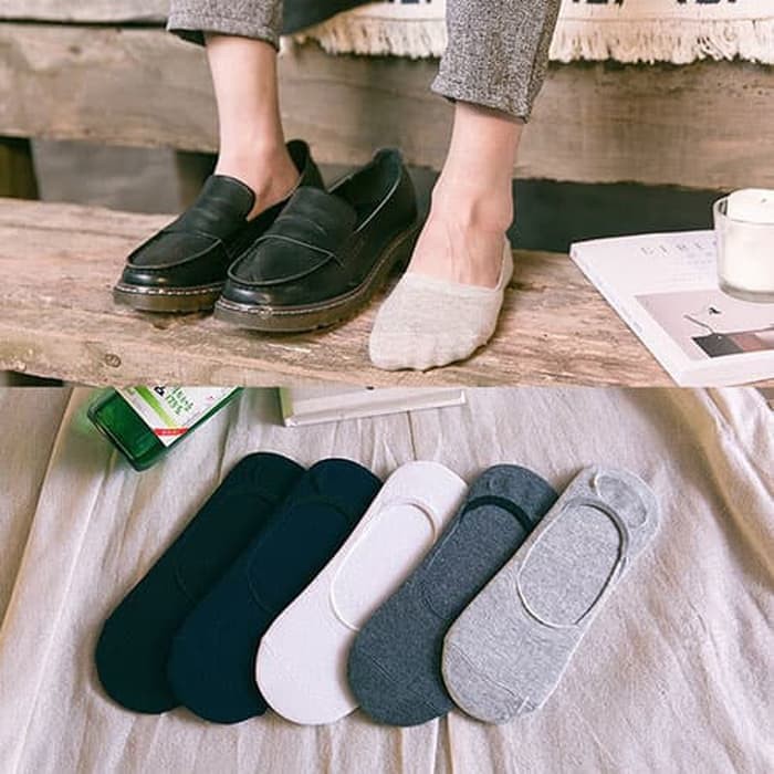 CD Wanita Hidden socks boat socks kaos kaki cewe cowo unisex005# - Putih Murah