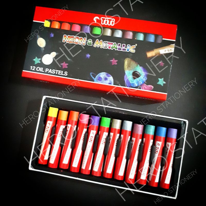 

Cat minyak oil pastel padat joyko titi fluorescence & metalik 12 warna PL-12NM