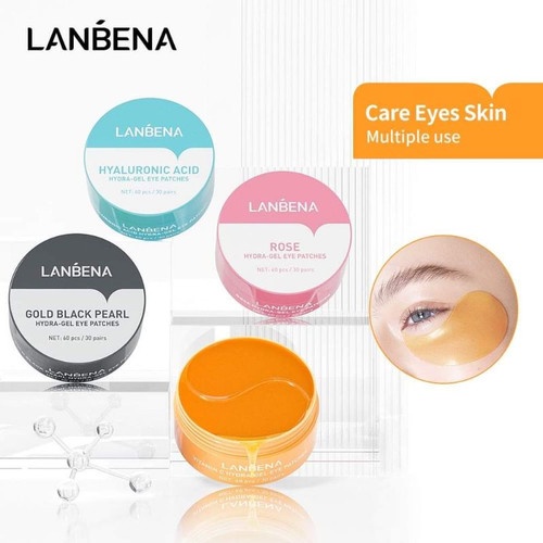 ✦SINAR✦Lanbena Hydra-Gel Eye Patchesc Vitamin C - Hyaluronic Acid - Rose - Black Pearl Masker Mata