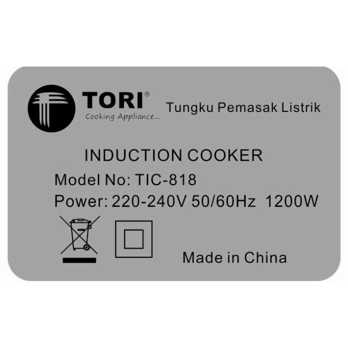Tori Kompor Induksi TIC 818 1200watt / kompor listrik Tori TIC818