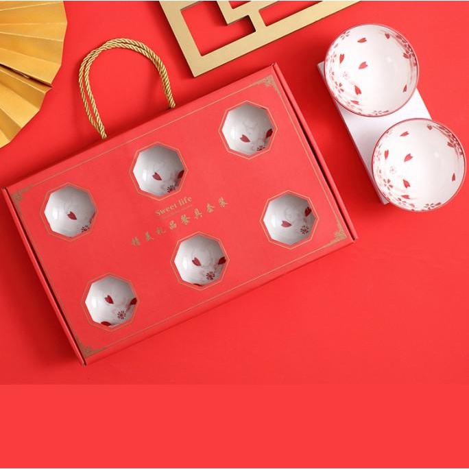 

Gift Set Mangkok Keramik Red Cherry Blossom Hampers Kado Wedding Imlek .