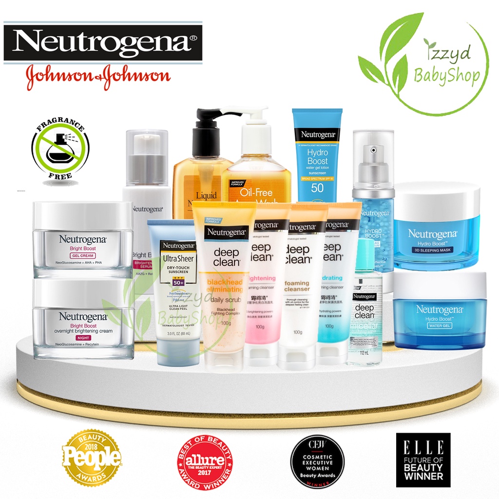 Neutrogena Hydro Boost Water Capsul Gel Pure Mild Deep Clean Blackhead  Bright Boost Serum Oil Free Acne Wash Ultra Sheer Dry-Touch Sunscreen SPF 50+ scub Facial Cleanser wash skin care whitening