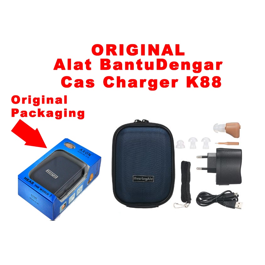 Original Axon K 88 Alat Bantu Dengar Cas Charger Untuk Orang Tua Hearing Aid