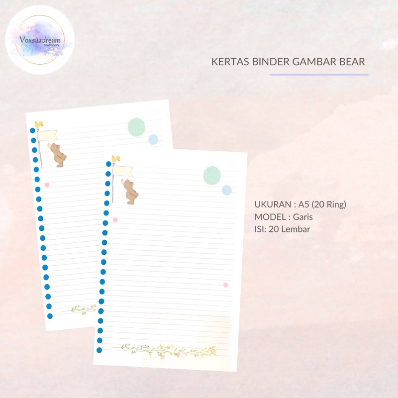 

Binder Kertas A5 Gambar Bear / Isi Ulang Binder Bergambar
