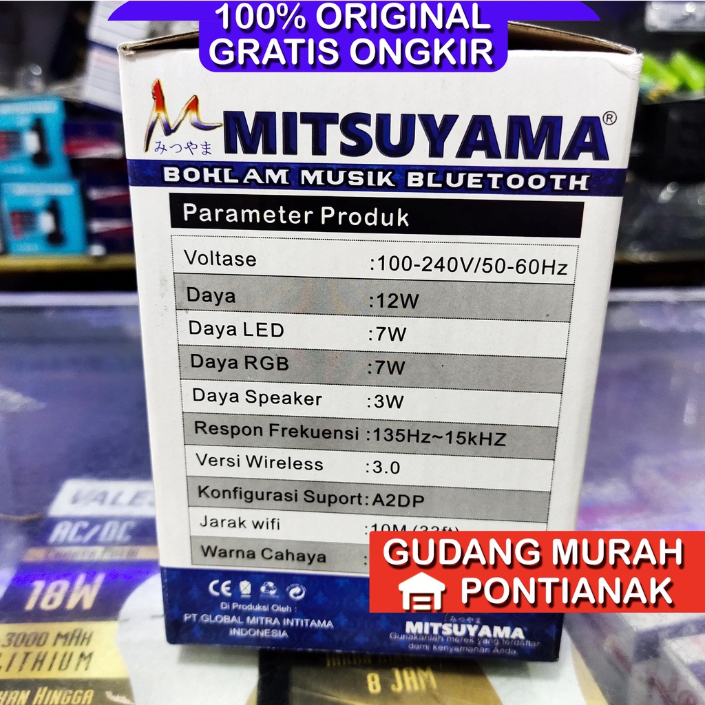 Lampu Bluetooth dengan Speaker Mitsuyama + REMOTE warna warni bisa di control atau 1warna  MS 0707