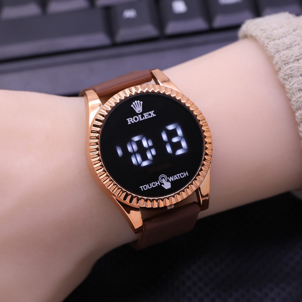 Jam Tangan Wanita Fashion Rolex Digital Touch LED 3,7 CM Fitur Tanggal Bulan/Jam tangan wanita Rolex