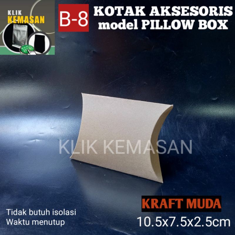 

ISI 36 KOTAK AKSESORIS B8 KRAFT MUDA TEMPAT SOUVENIR PILLOW BOX BUNGKUS KADO