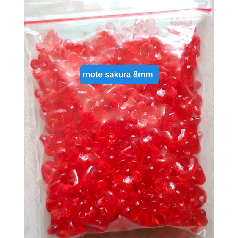 Mote Bunga Sakura 8mm Merah-Mote Sakura 30gram