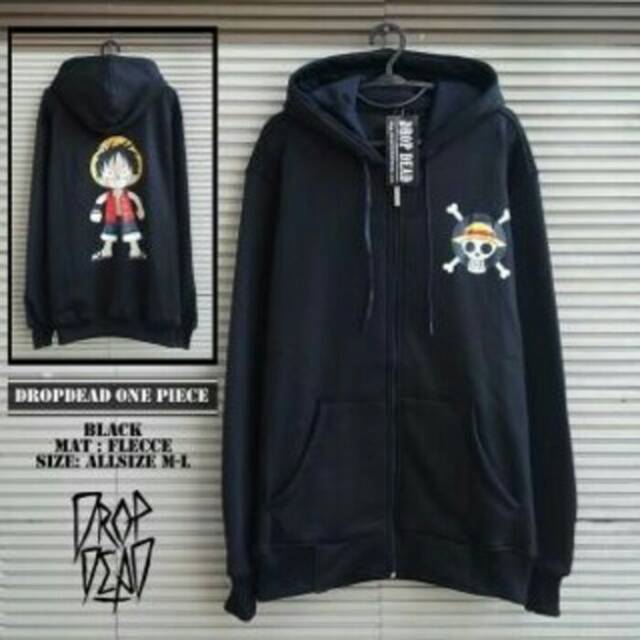 Jaket Dropdead Anime One Piece Monkey D Luffy Navy/Hitam