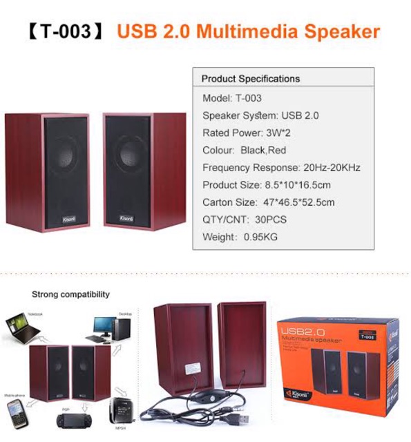 SPEAKER MULTIMEDIA KISONLI T003 (kayu)