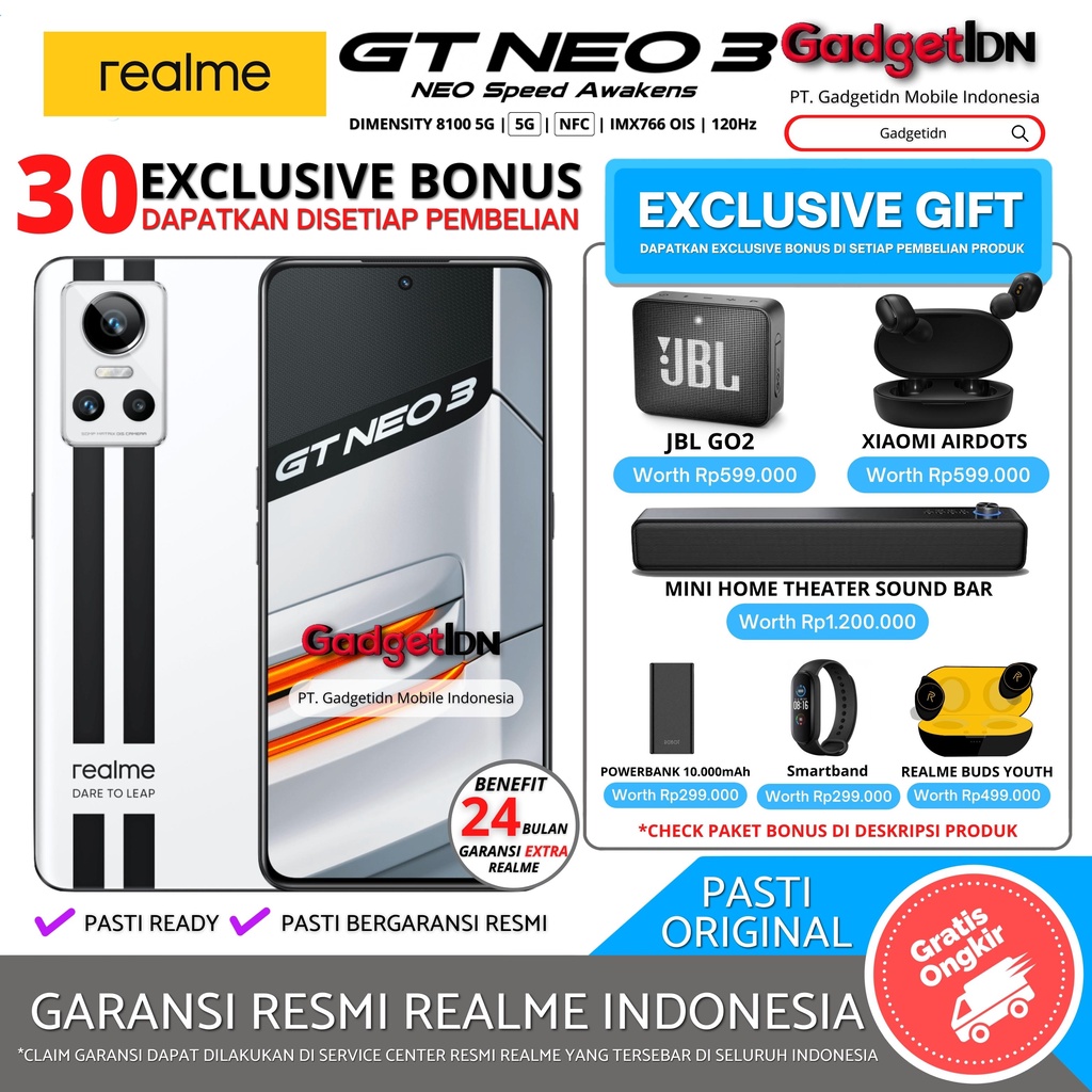 REALME GT NEO 3 5G NFC 12/256GB 8/256GB 8/128GB GARANSI RESMI REALME