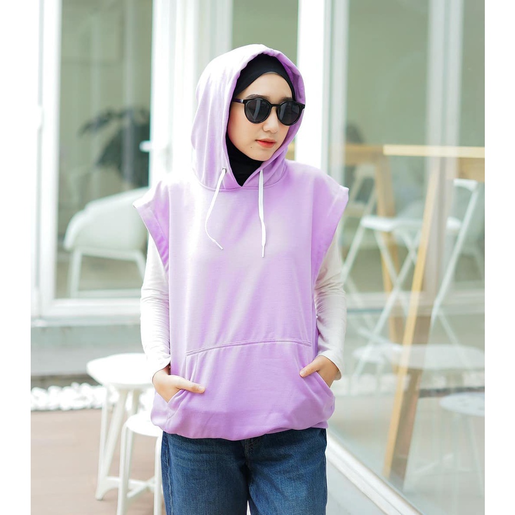 BARU PILIHAN SWEATER HOODIE WANITA LILAC BAHAN FLEECE TEBAL-Rompi Hoodie Lilac