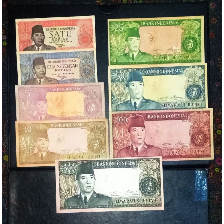 Langka Uang Kuno Sukarno 500 rupiah Sukarno 100 rupiah Sukarno 50 rupiah Sukarno 25 rupiah Sukarno