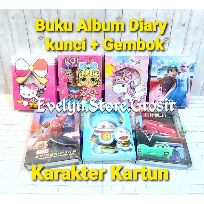 

BUKU DIARY ANAK KARAKTER KARTUN LUCU DENGAN KUNCI GEMBOK LOL UNICORN FROZEN DORAEMON