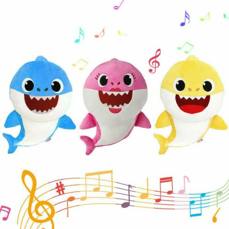 boneka BABY SHARK MUSIC bisa bernyanyi baby shark plush toys PINKFONG - Biru