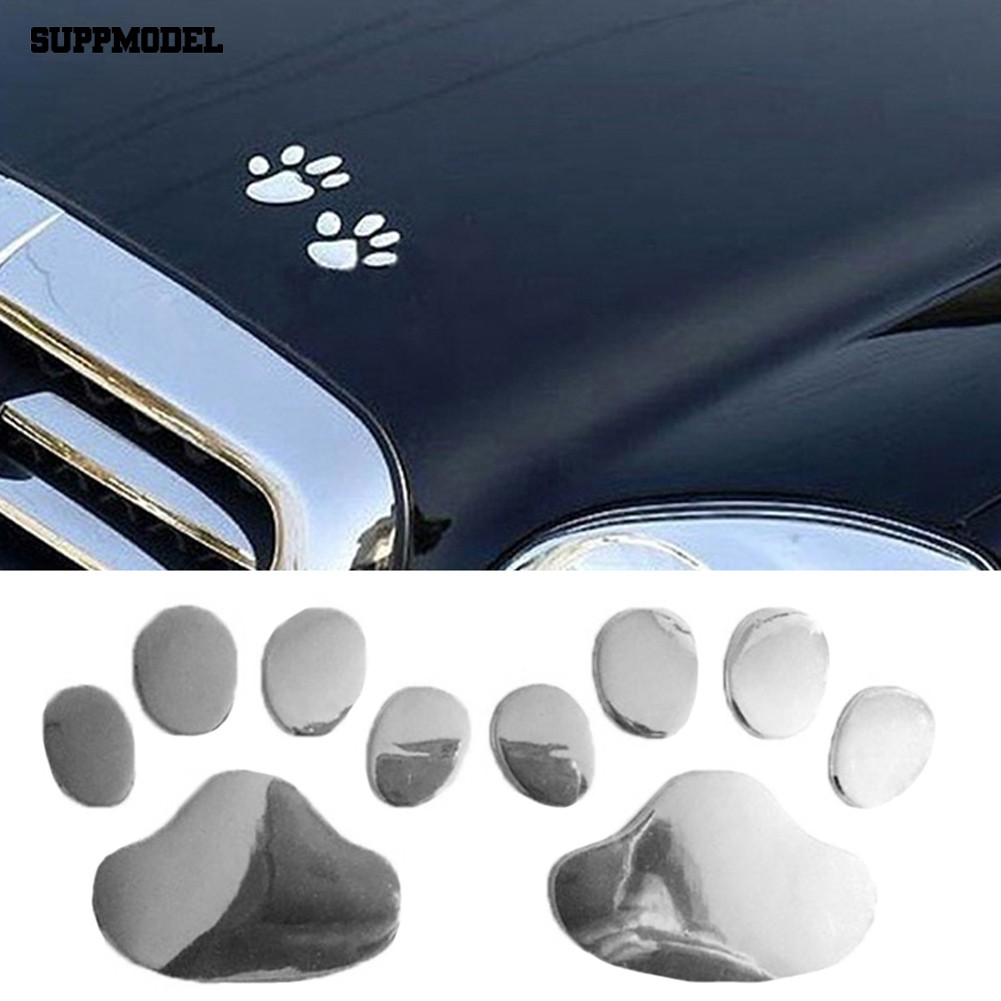 2Pcs / Set Stiker Decal Motif Telapak Kaki Anjing 3D untuk Dekorasi Body Mobil