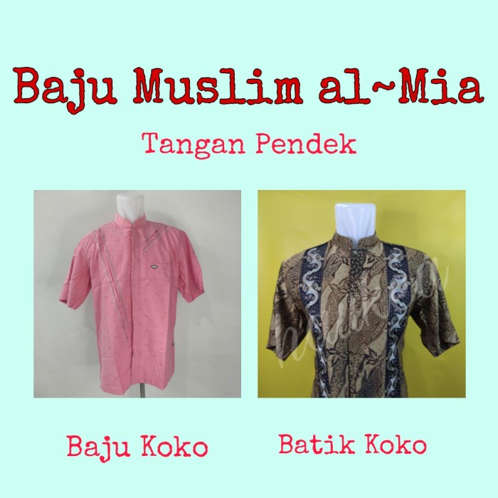 Baju muslim batik koko pendek panjang almia al mia al-mia ori obral - S, BATIK - PENDEK