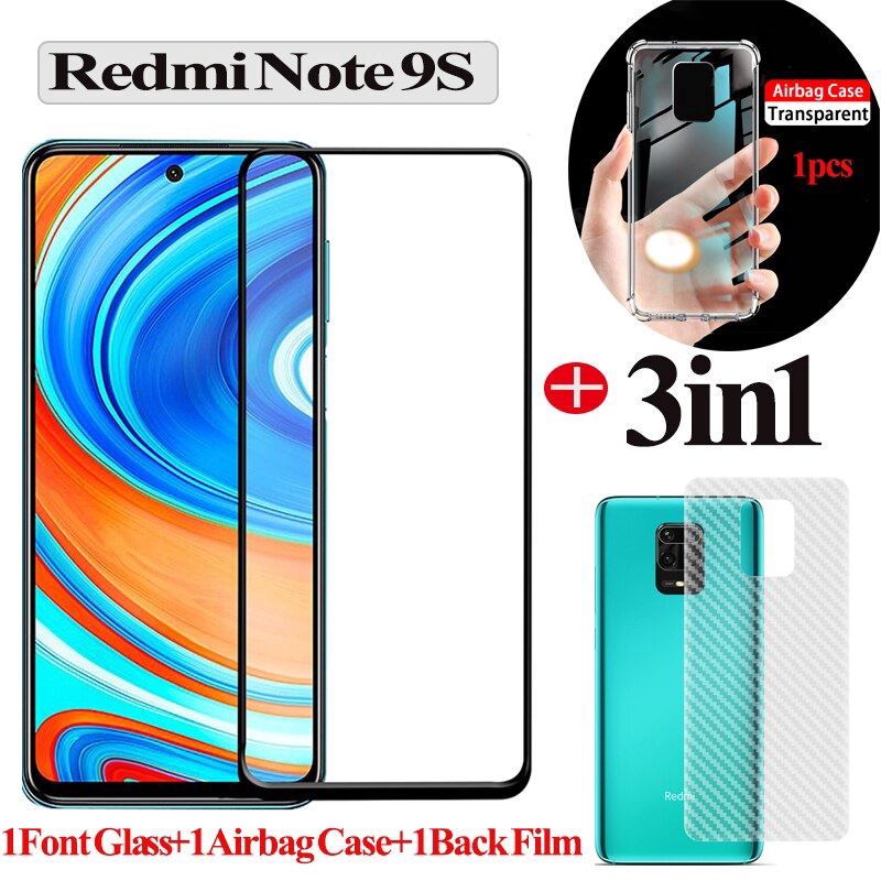 Casing Case + Tempered Glass Pelindung Layar + Film Pelindung Layar + Tempered Glass untuk Xiaomi Redmi Note 9S 9 Pro