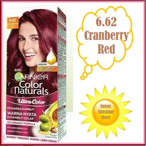 GARNIER Cat Semir Rambut # 6.62 Cranberry Red -Hair Color Naturals Box