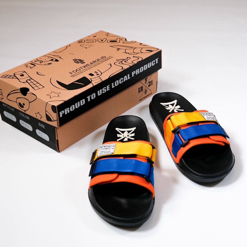 Footwear21.Id  | Freddo Orange | Freddo Grey Black  | Freddo Navy Red | Slippers | Sandal Pria | Slide Slip on | Sendal Anti Licin Ringan Selop  | Sandal Murah