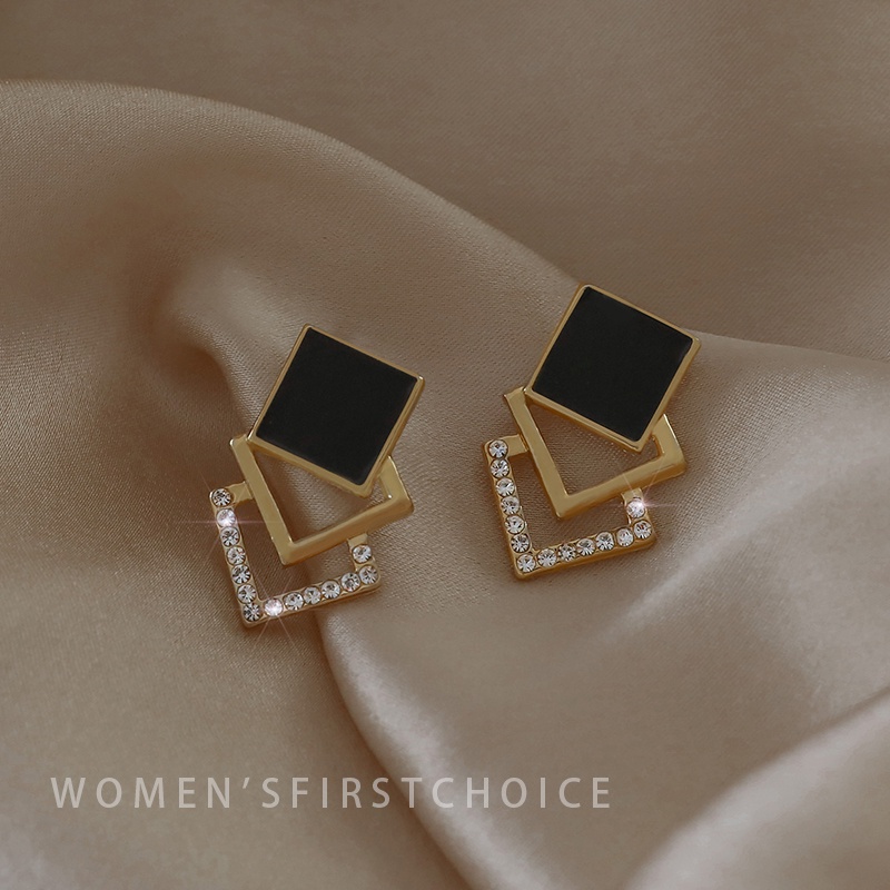 Black Style 925 Silver Gold Plated Earrings Ear Studs for Lady Girls