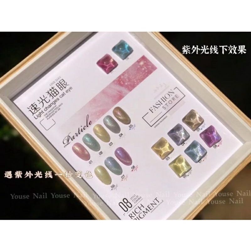 YOUSE LIGHT CHANGES CAT EYE AURORA NAIL GEL POLISH KUTEK GEL SET ISI 8 PCS 15ML