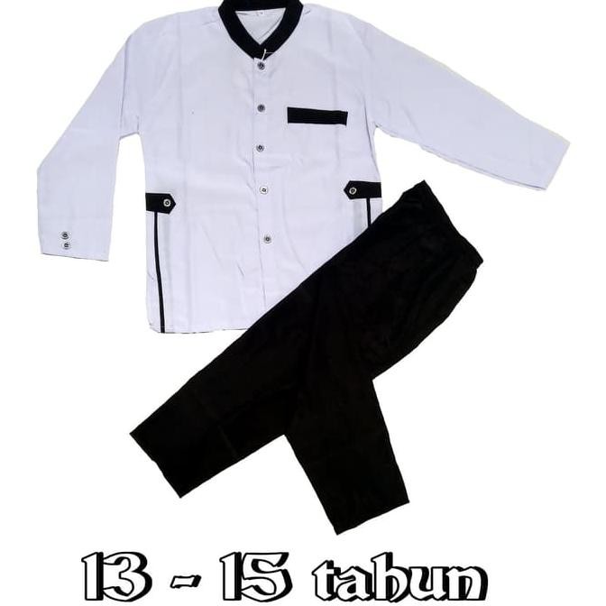 Setelan Jasko Remaja Hitam Putih Busana Muslim Anak Laki-Laki