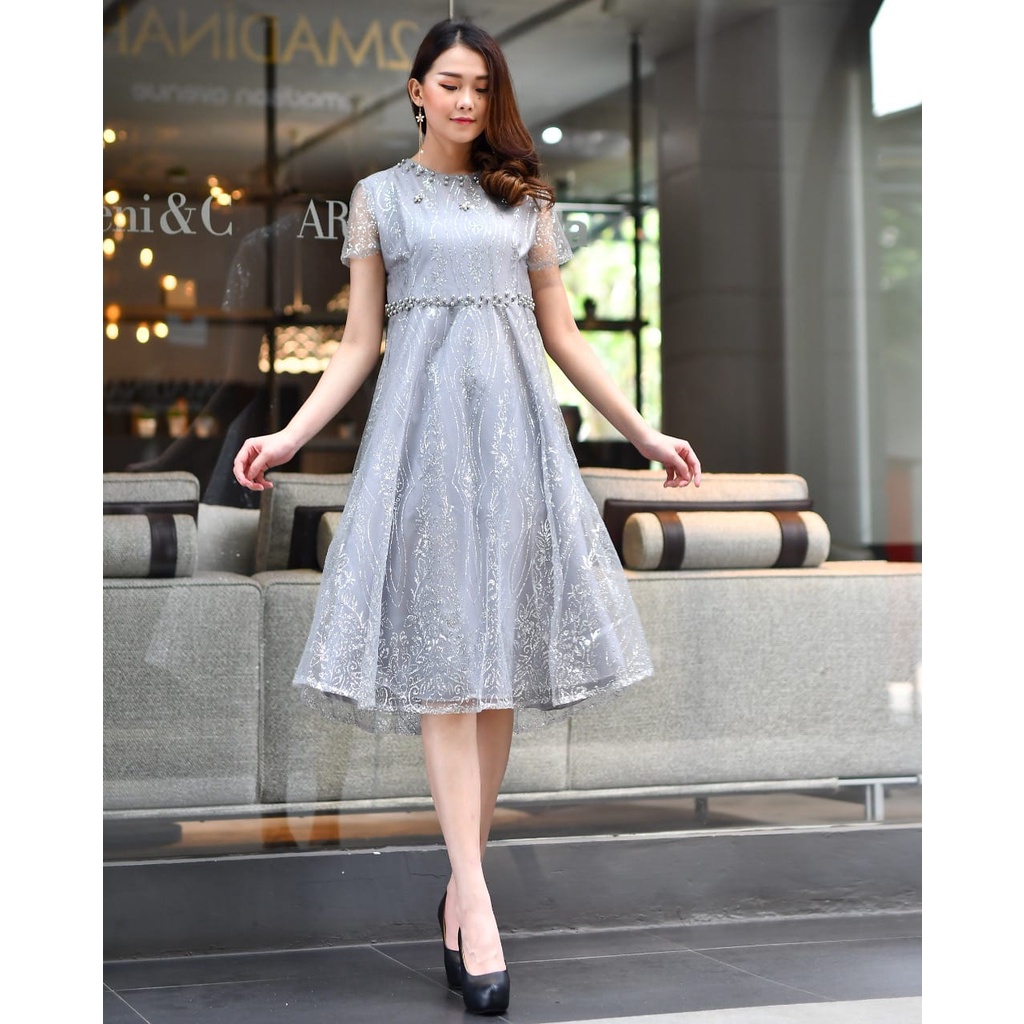 Dress Maxi Baju Natal Pakain Wanita Lengan Pendek Baju Kondangan