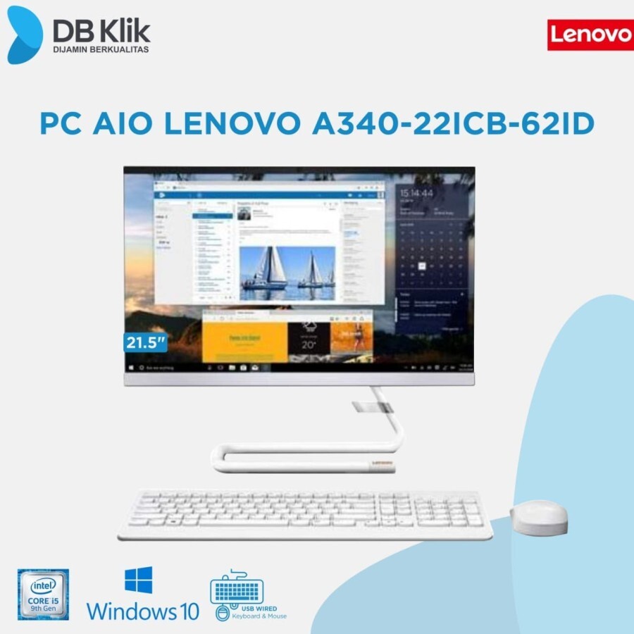 PC AIO Lenovo A340-22ICB 61ID (Black) / 62ID (White) i5-9400 8GB 1TB