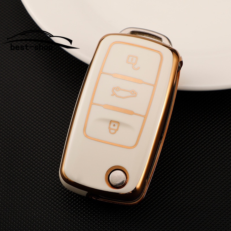 2022 TPU Remote Control Cover Cases Kunci Mobil TPU Lembut 360derajat Perlindungan Untuk VW Volkswagen Jetta Golf Polo MK6 Passat Tiguan Beetle Remote Key Holder